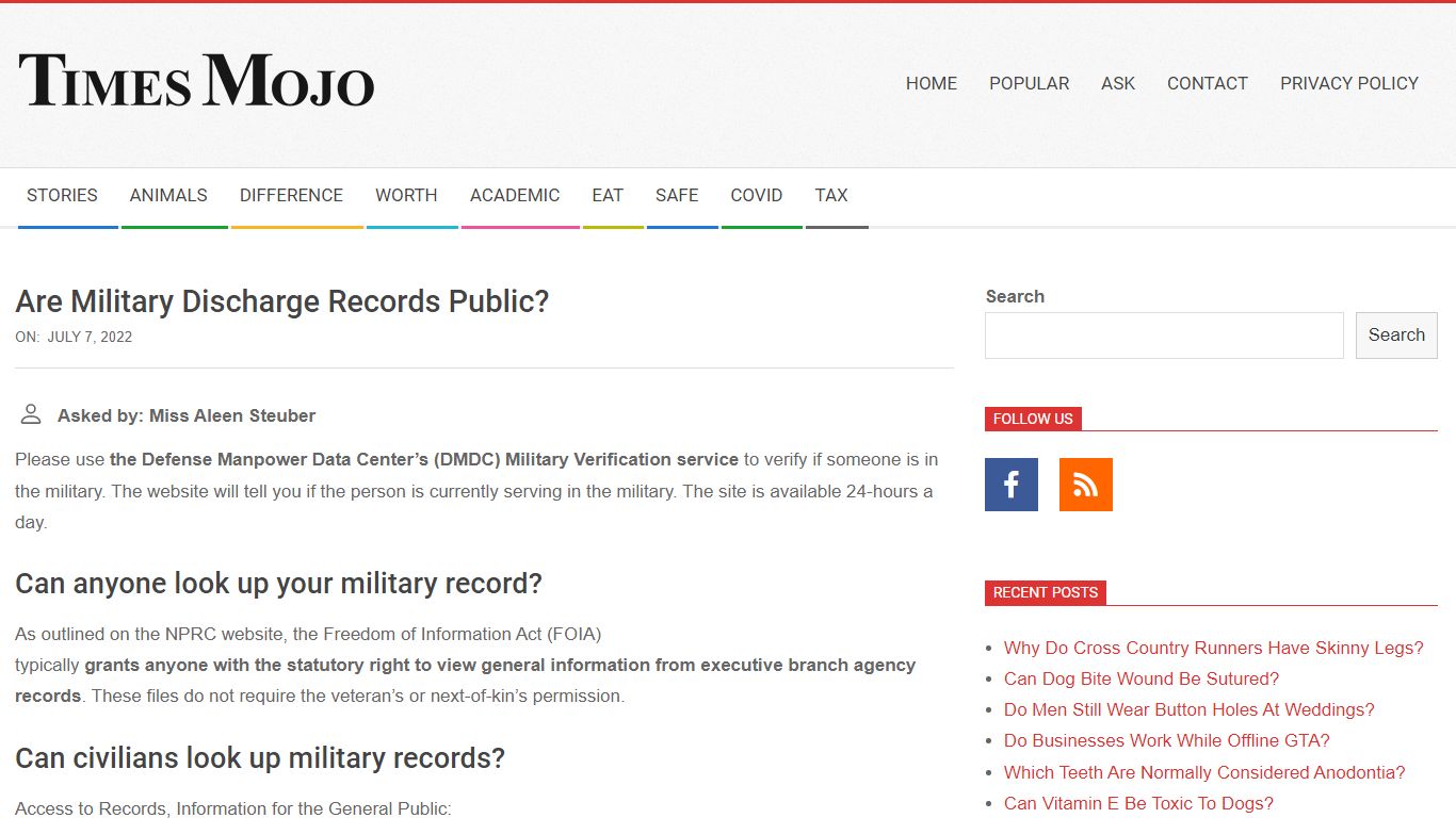 Are military discharge records public? - TimesMojo